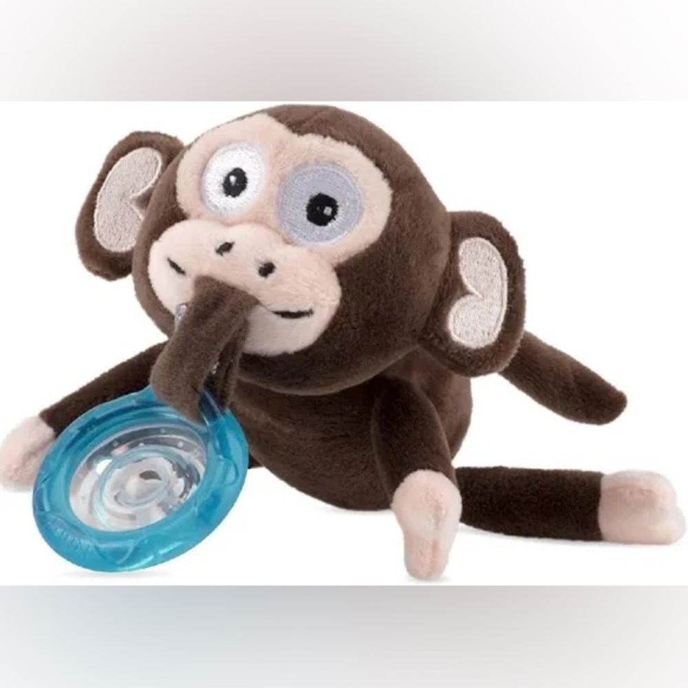 Brown Plush Monkey Pacifier Clip‎